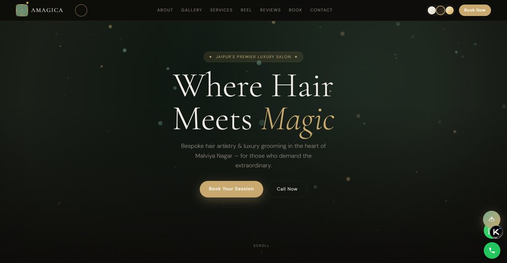 Amagica — Jaipur's Premier Luxury Salon homepage screenshot